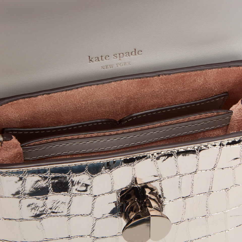 Kate Spade New York Women's Romy Metallic Croc Mini Top Handle Bag - Gunmetal