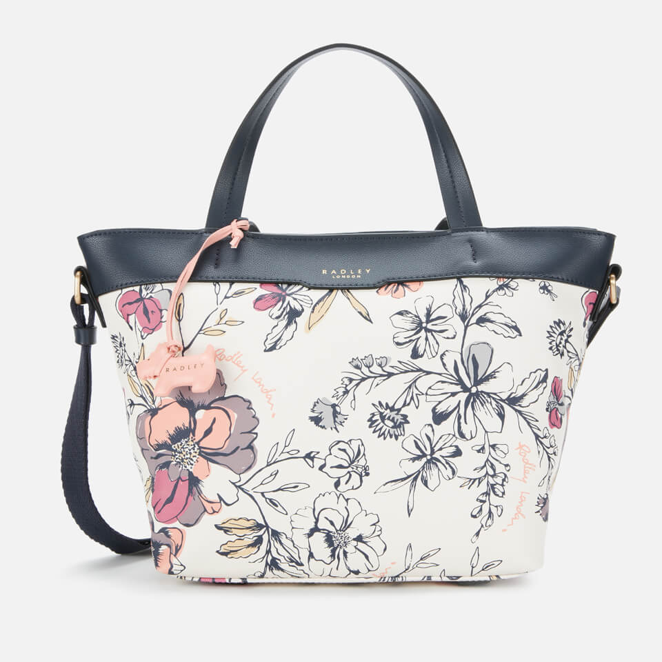 Radley Women s Sketchy Floral Medium Ziptop Multiway Bag Bright White