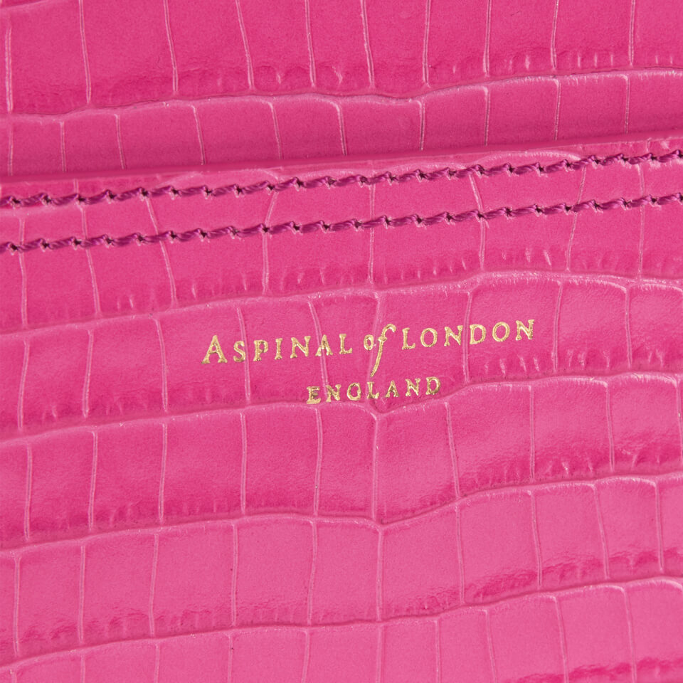 Aspinal of London Women's Deep Shine Small Croc Camera Bag - Penelope Pink