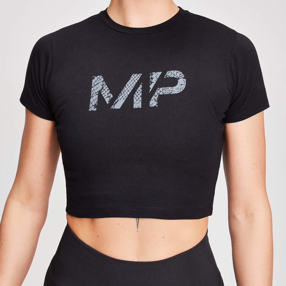 MP Animal Snake Seamless Women's Cropped T-Shirt - Black