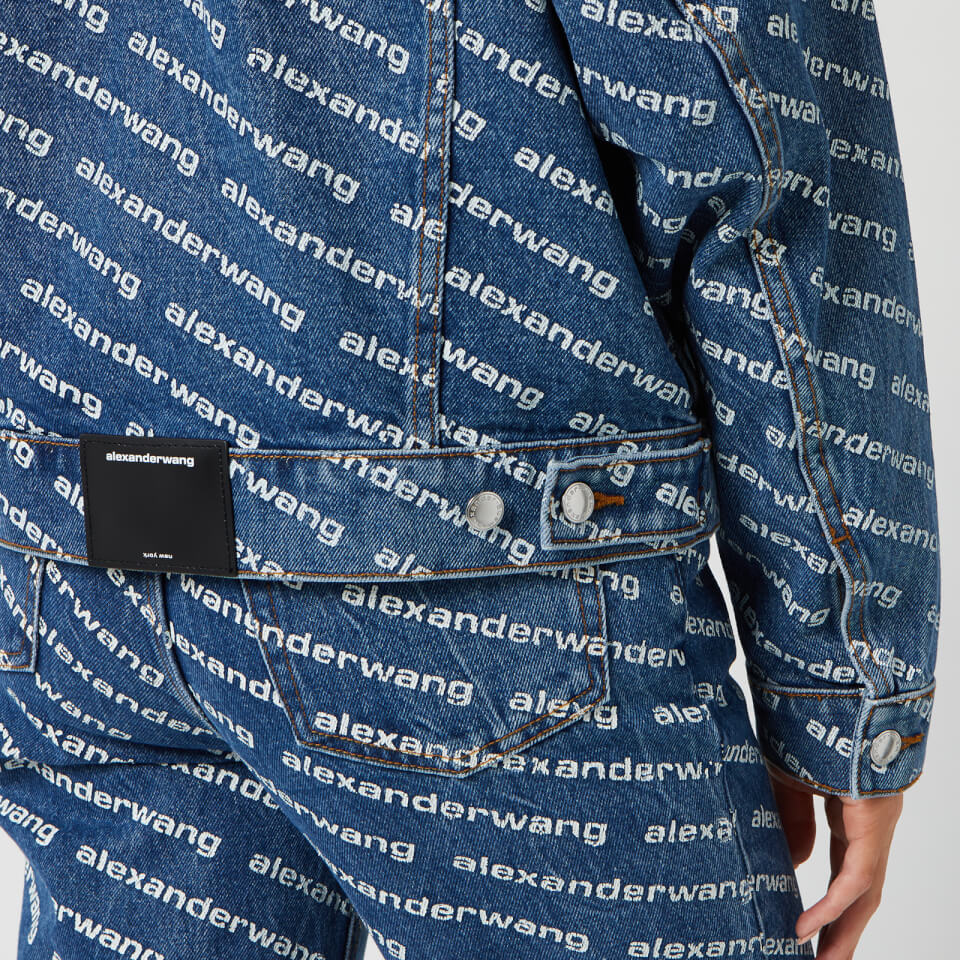 Alexander Wang Women's Game Denim Jacket White Logo Print