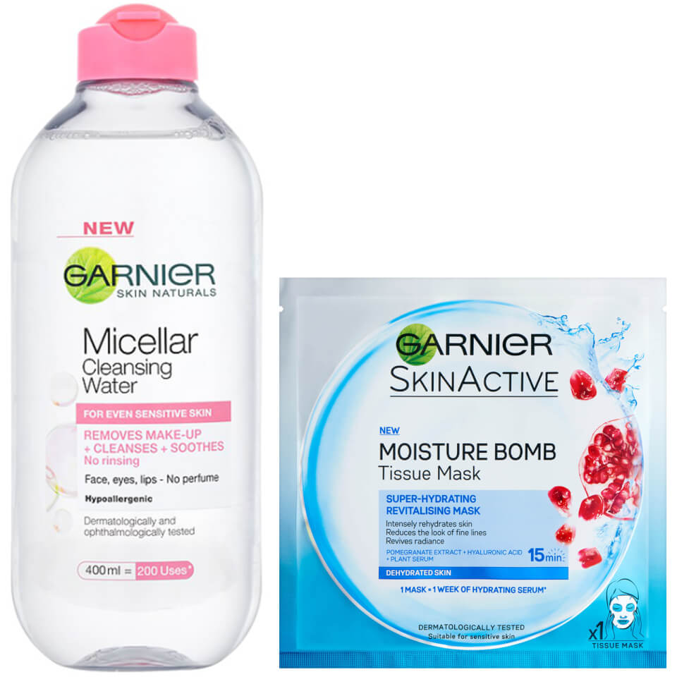 Garnier Micellar Water Sensitive Skin and Hydrating Face Sheet Mask for Dehydrated Skin Kit Exclusive