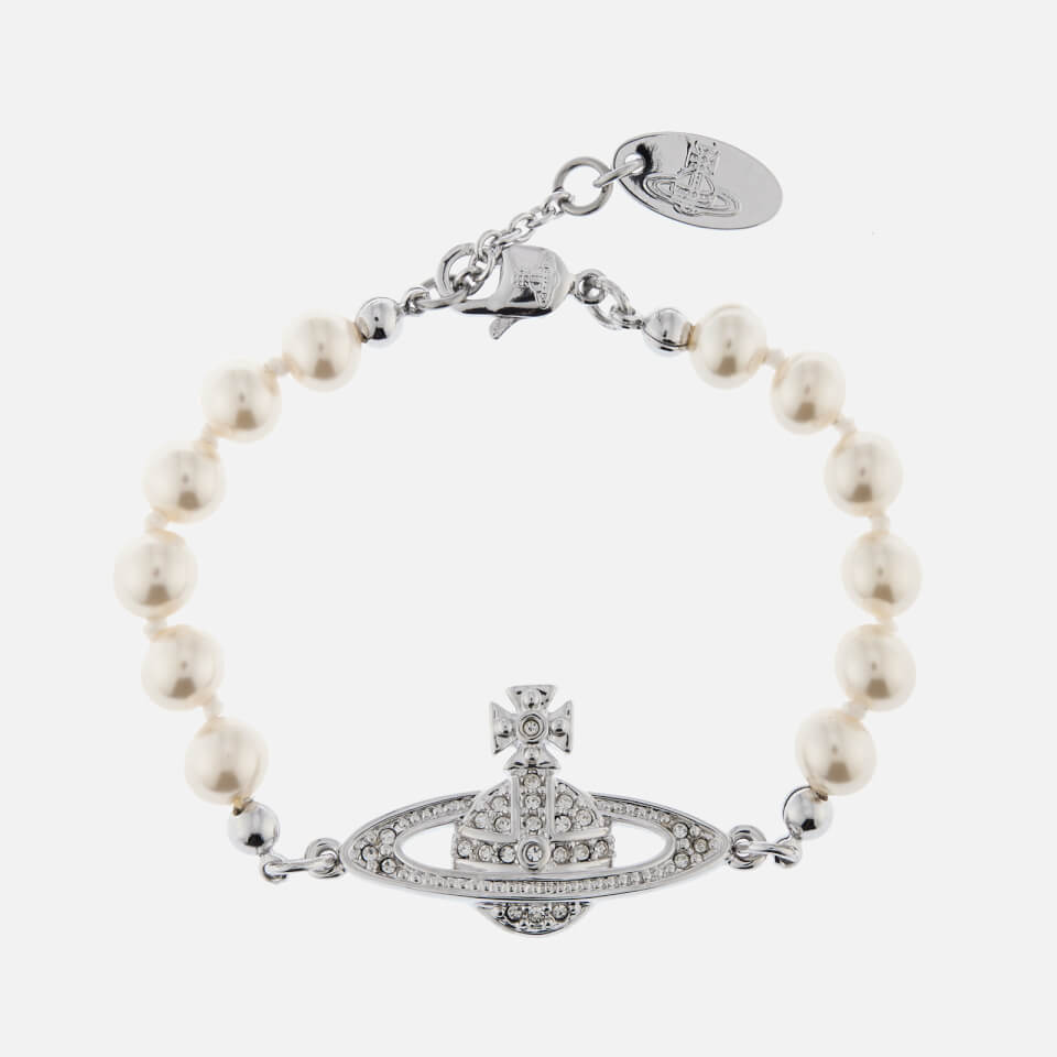 Vivienne Westwood Women's Mini Bas Relief Bracelet - Rhodium/Crystal Pearl