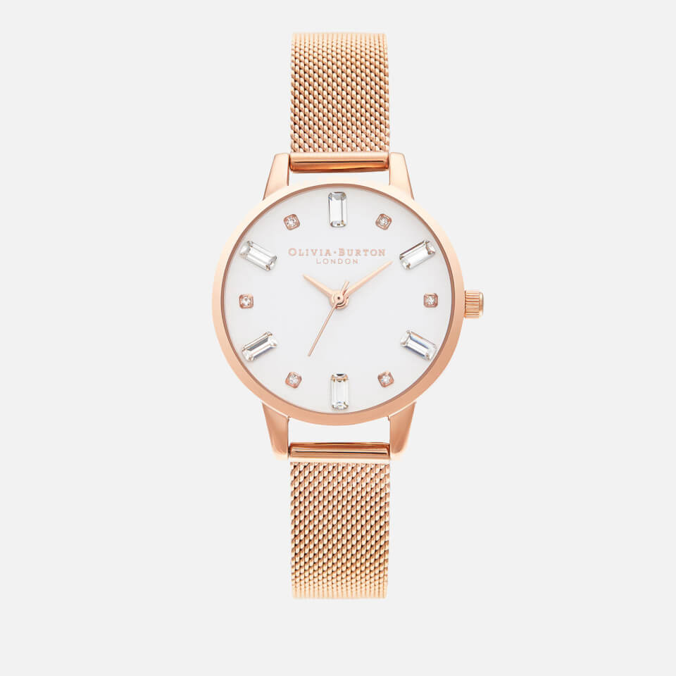 Olivia Burton Women's Bejewelled Mesh Watch - Rose Gold