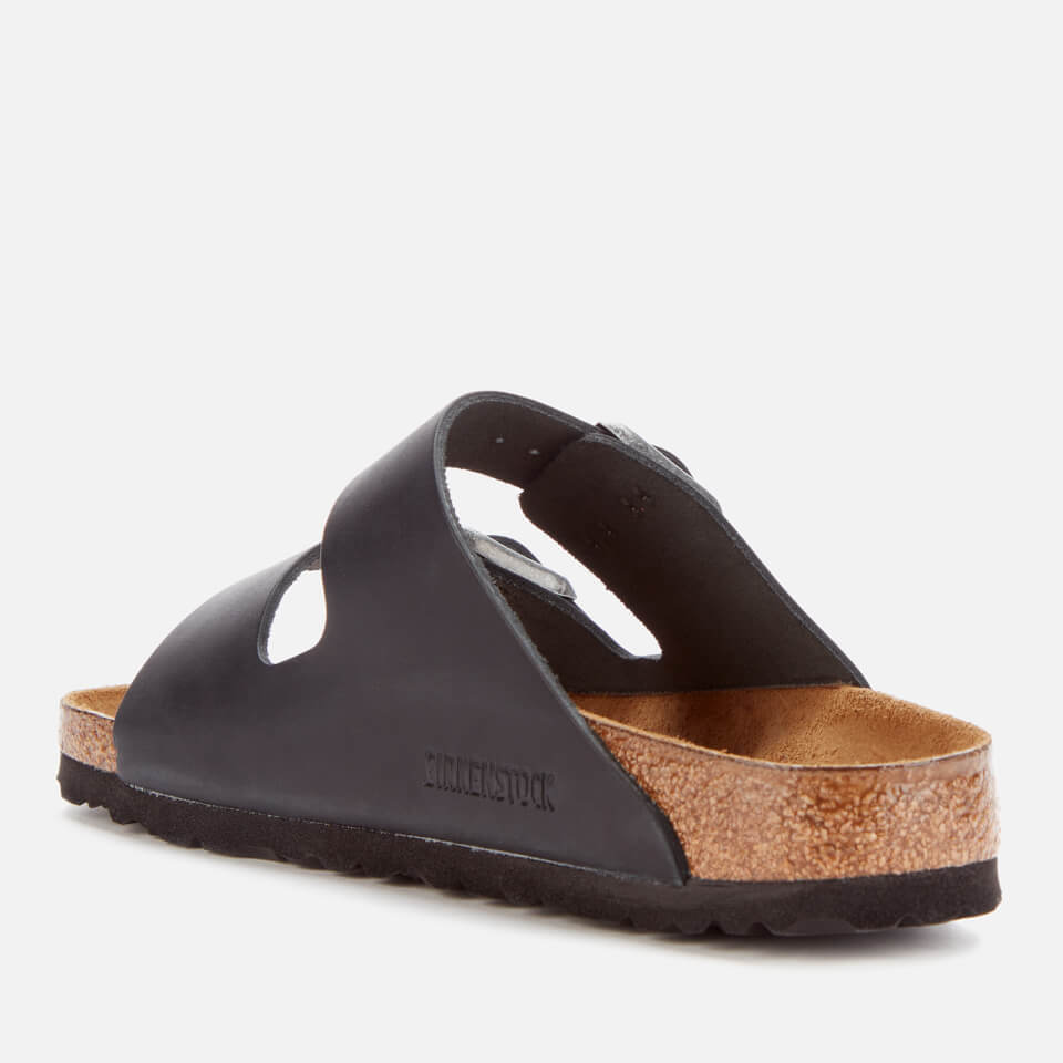Birkenstock Women's Arizona Slim Fit Oiled Leather Double Strap Sandals - Black