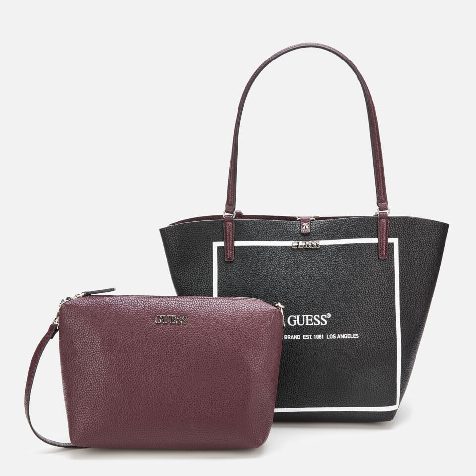 Guess Women's Alby Toggle Tote Bag - Black/Burgundy