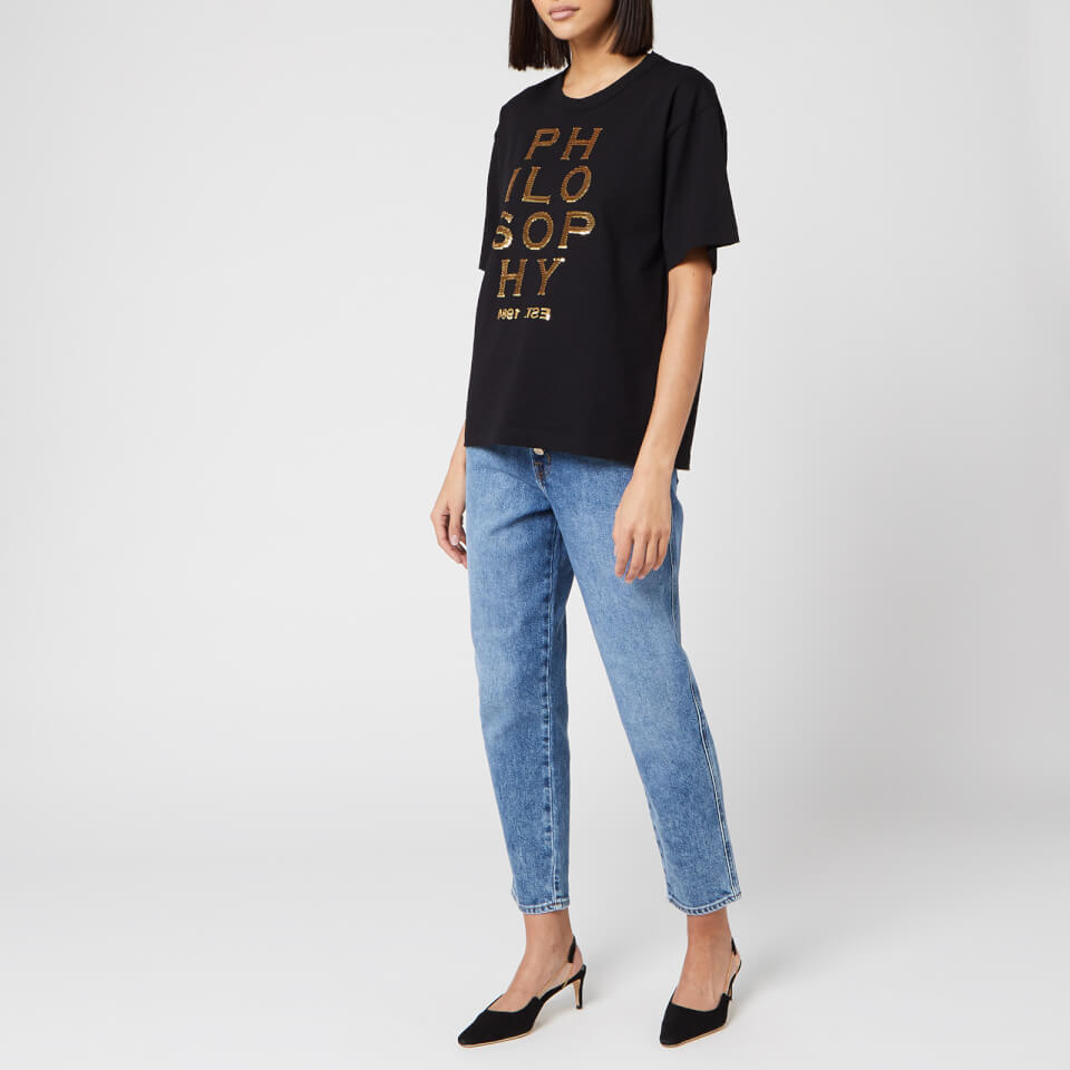 Philosophy di Lorenzo Serafini Women's Sequin Logo T-Shirt - Black - XS |  Coggles