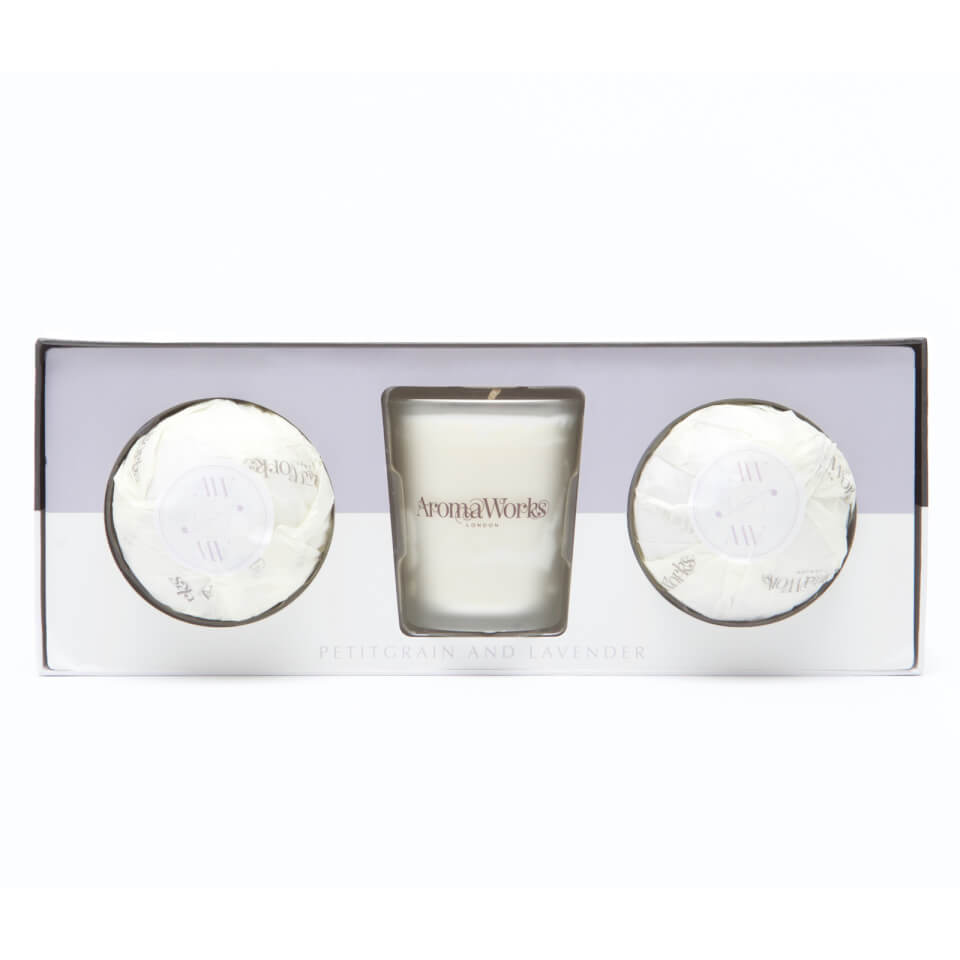 AromaWorks Light Range - Petitgrain & Lavender 10cl & Mini Aromabomb Gift Set