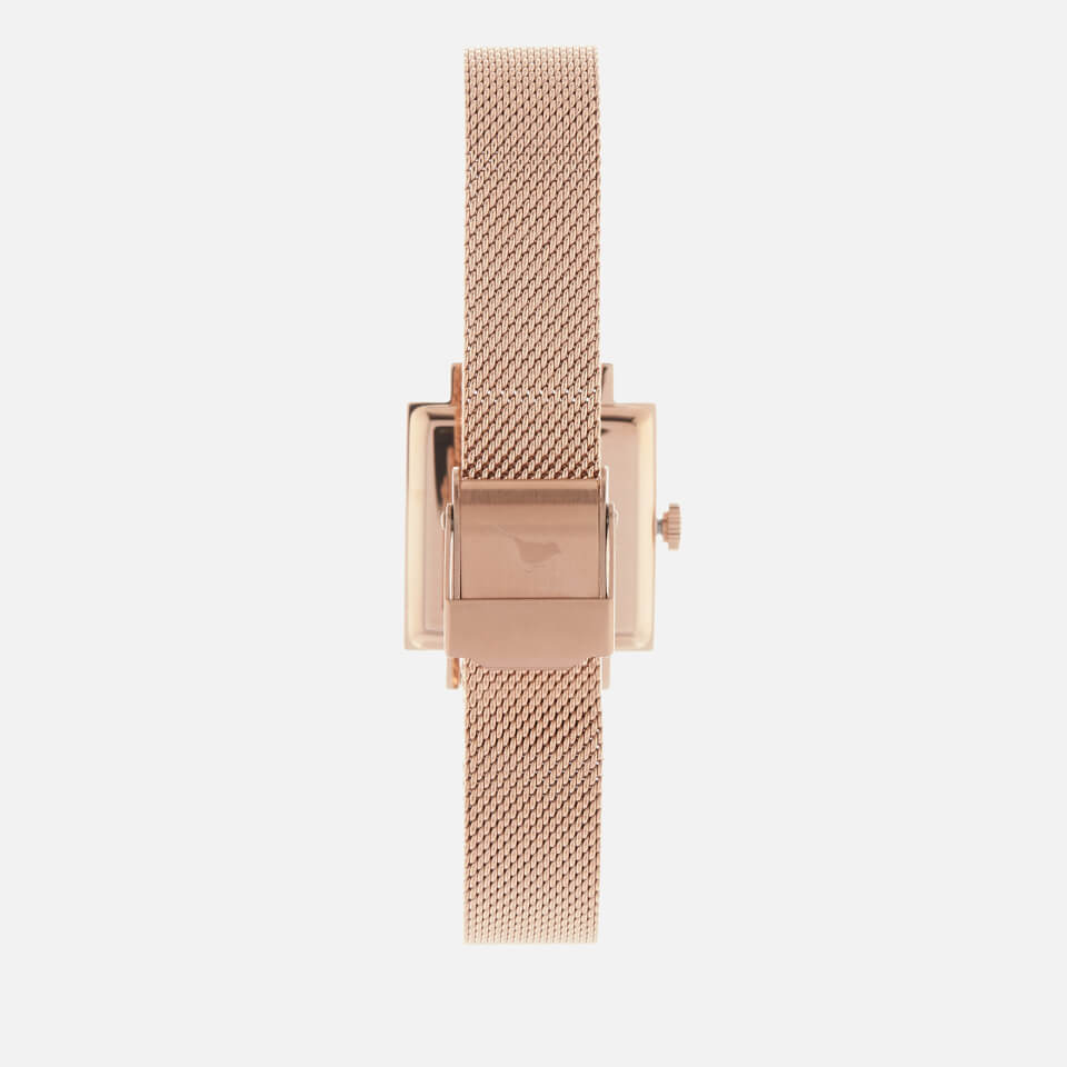 Olivia Burton Women's Exclusive Square Dial 3D Floral Mesh Watch - Rose Gold