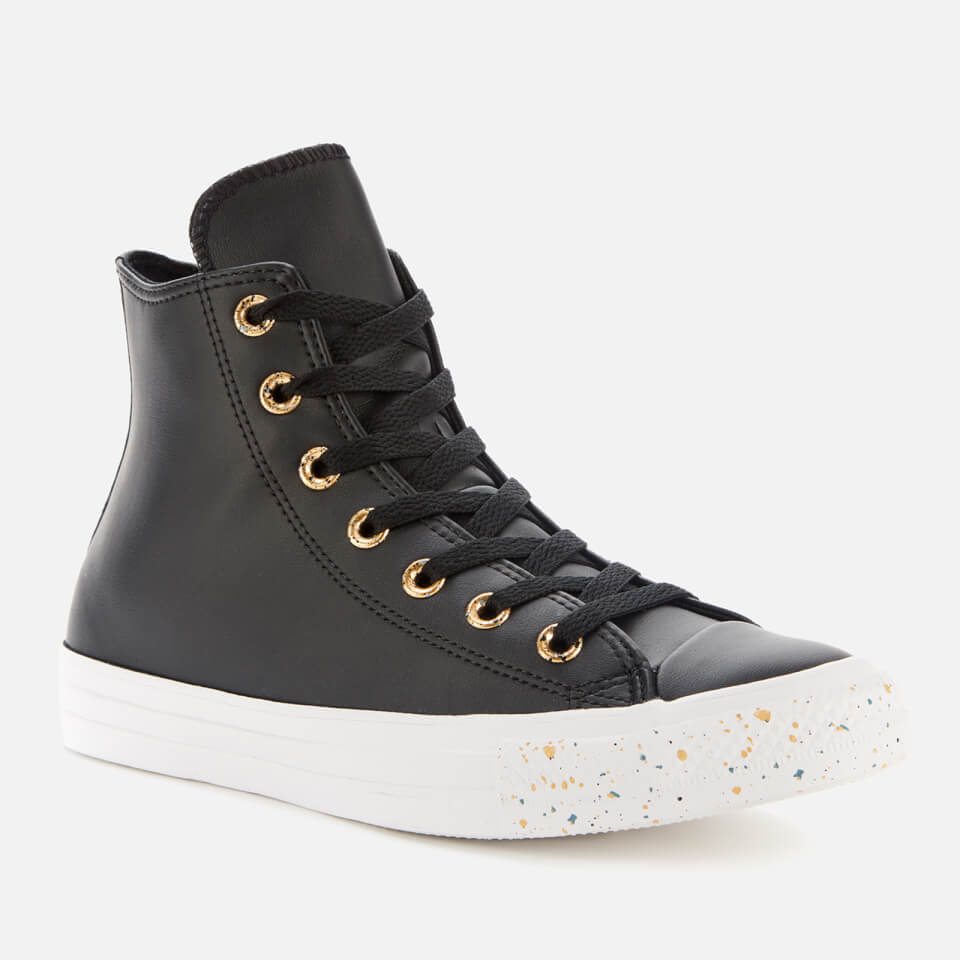 Black and gold leather on sale converse