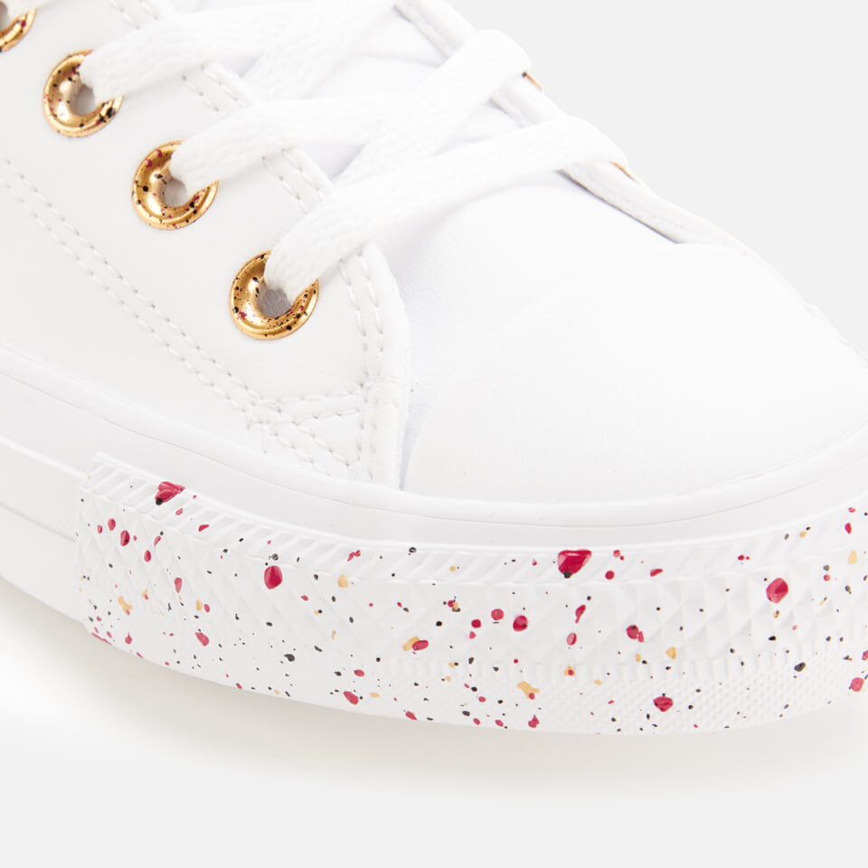 Converse Women's Chuck Taylor All Star Speckled Ox Trainers - White/Gold/ Rose Maroon | FREE UK Delivery | Allsole