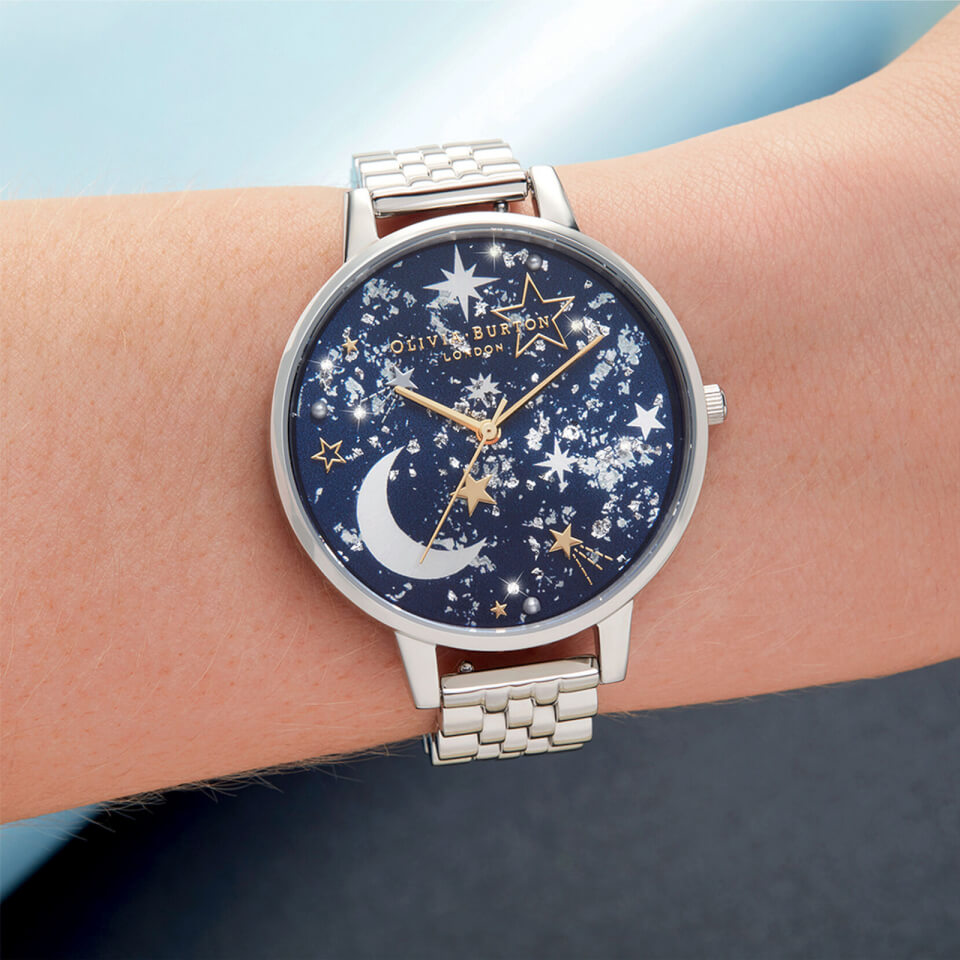 Olivia Burton Women's Celestial Sunray Bracelet Watch - Navy/Silver