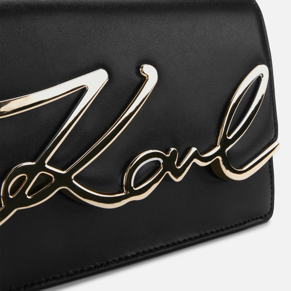 KARL LAGERFELD Women's K/Signature Small Shoulder Bag - Black/Gold
