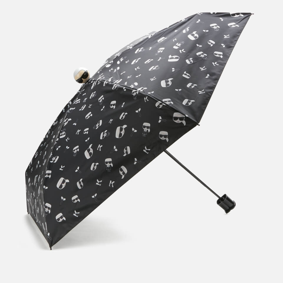 Karl Lagerfeld Women's K/Ikonik Karl Print Umbrella - Black