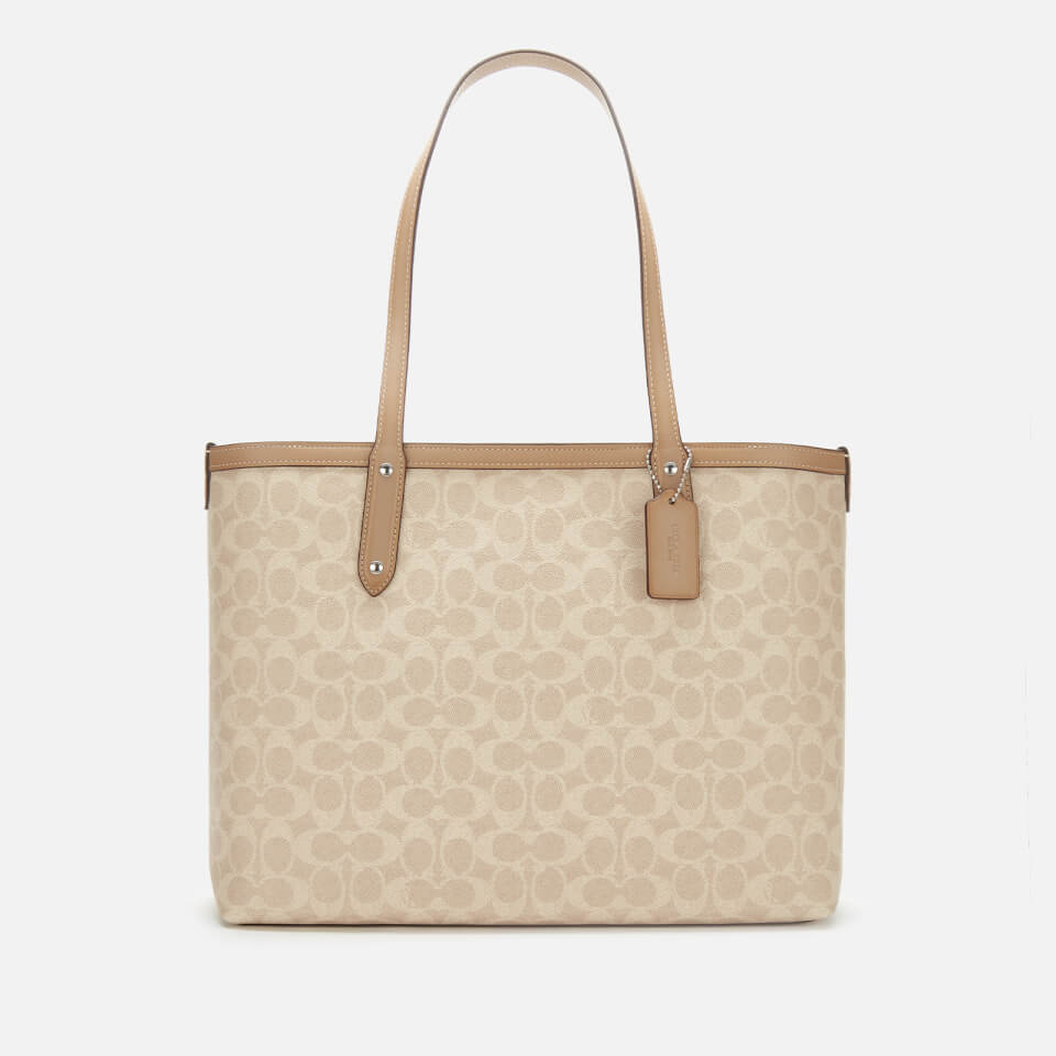 Coach Women's Coated Canvas Signature Central Tote Bag with Zip - Sand Taupe