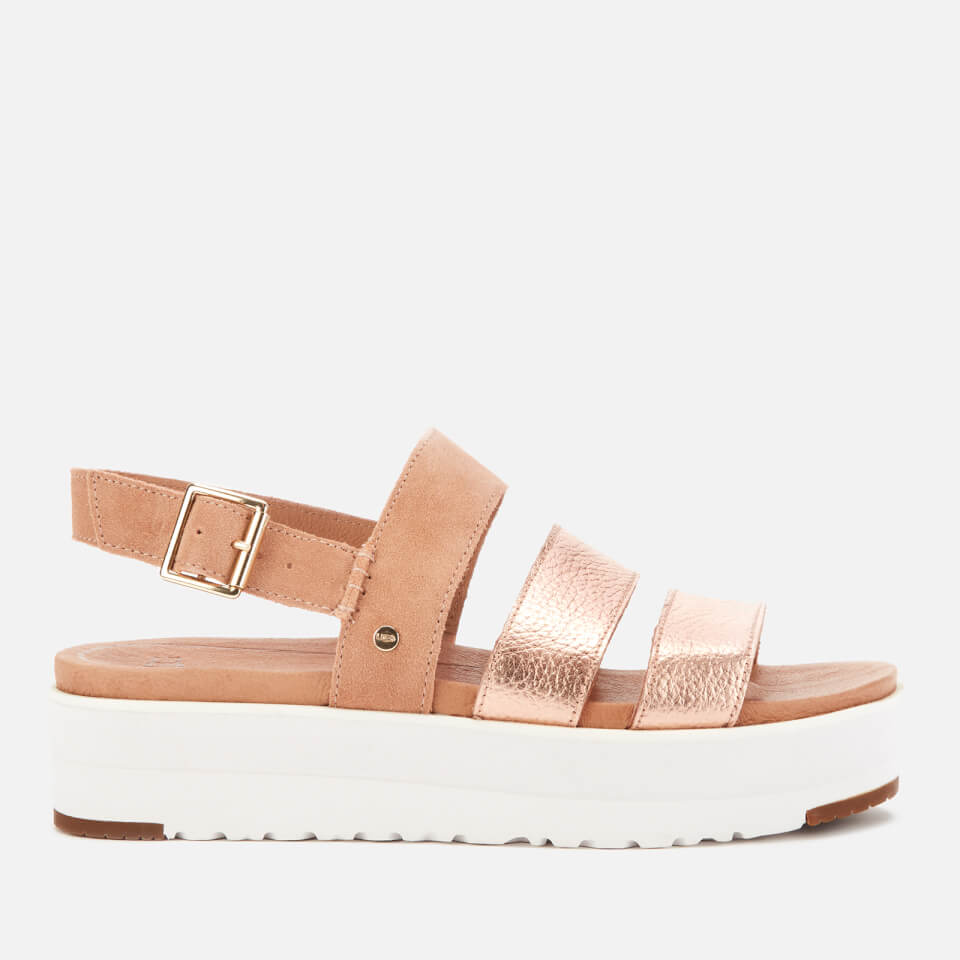 UGG Women s Braelynn Metallic Flatform Sandals Rose Gold Allsole