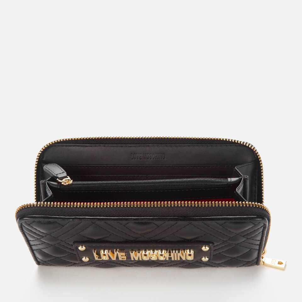 Love Moschino Women's Quilted Zip Around Wallet - Black