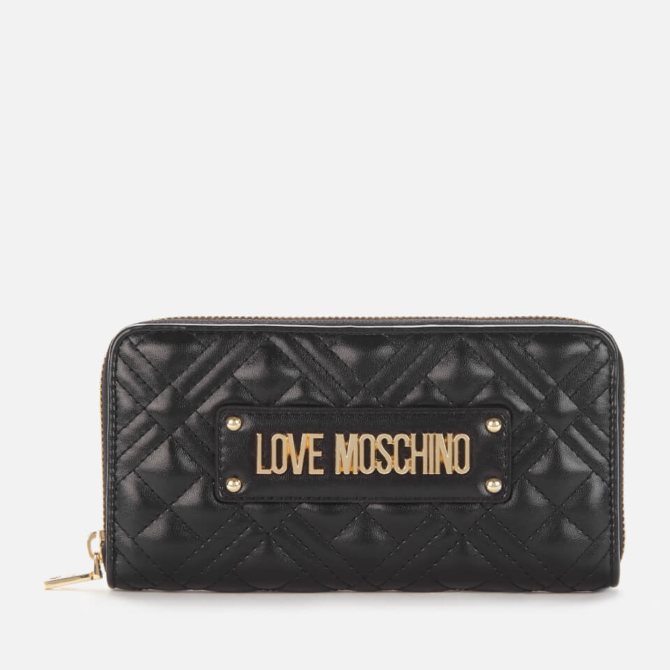 Love Moschino Women's Quilted Zip Around Wallet - Black