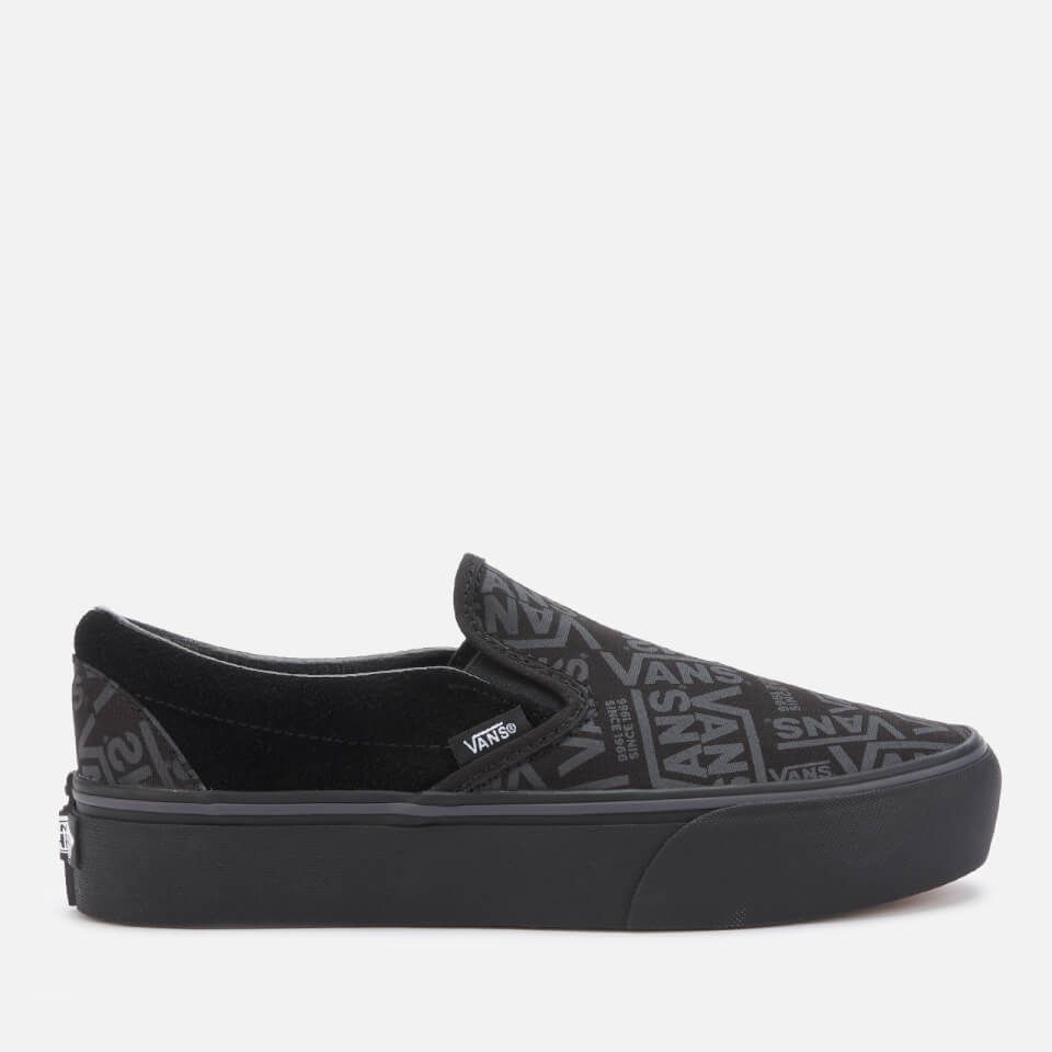 Vans Women s Classic Platform Logo Slip On Trainers Black Allsole