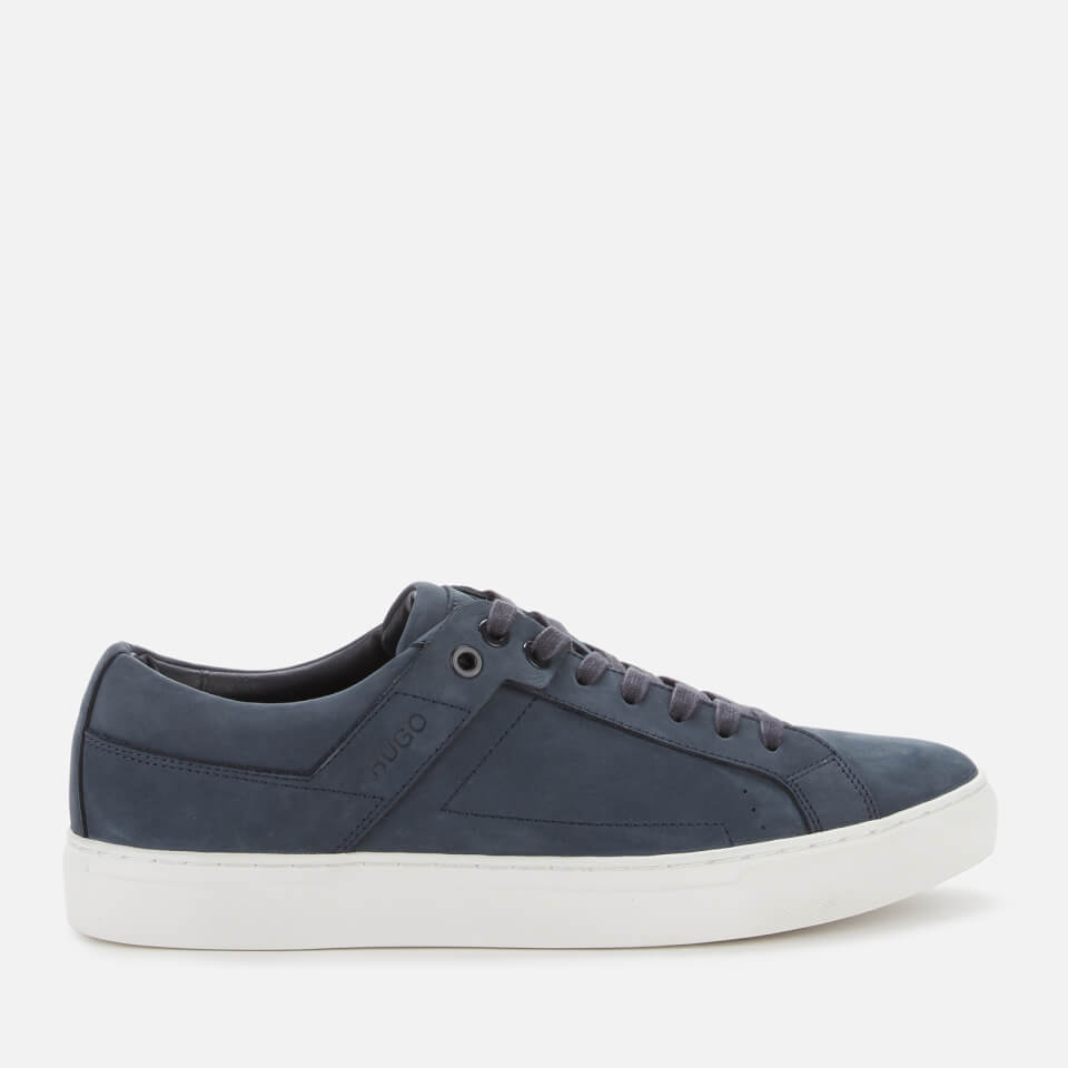 HUGO Men s Futurism Tenn Leather Cupsole Trainers Dark Blue Allsole