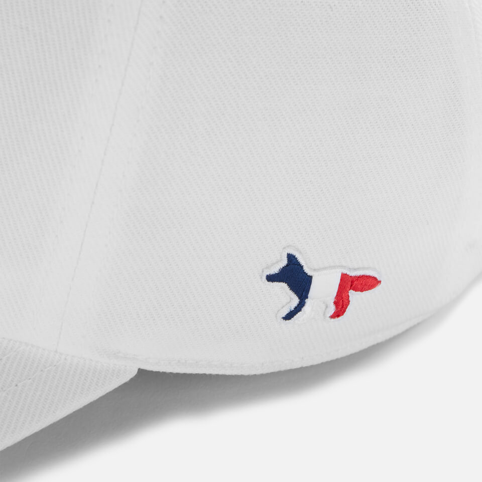 Maison Kitsune Men's Tricolour Fox Patch 6P Cap - White