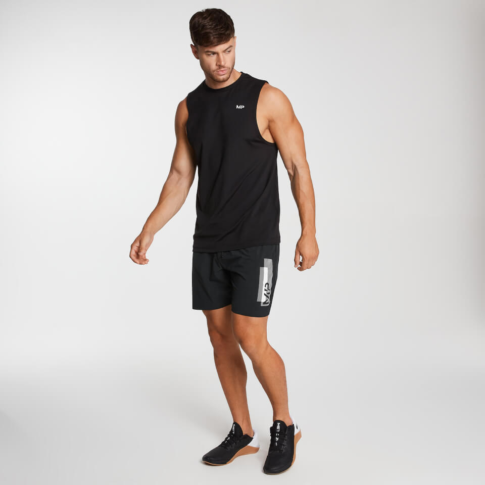 Men's Printed Training Shorts - Black