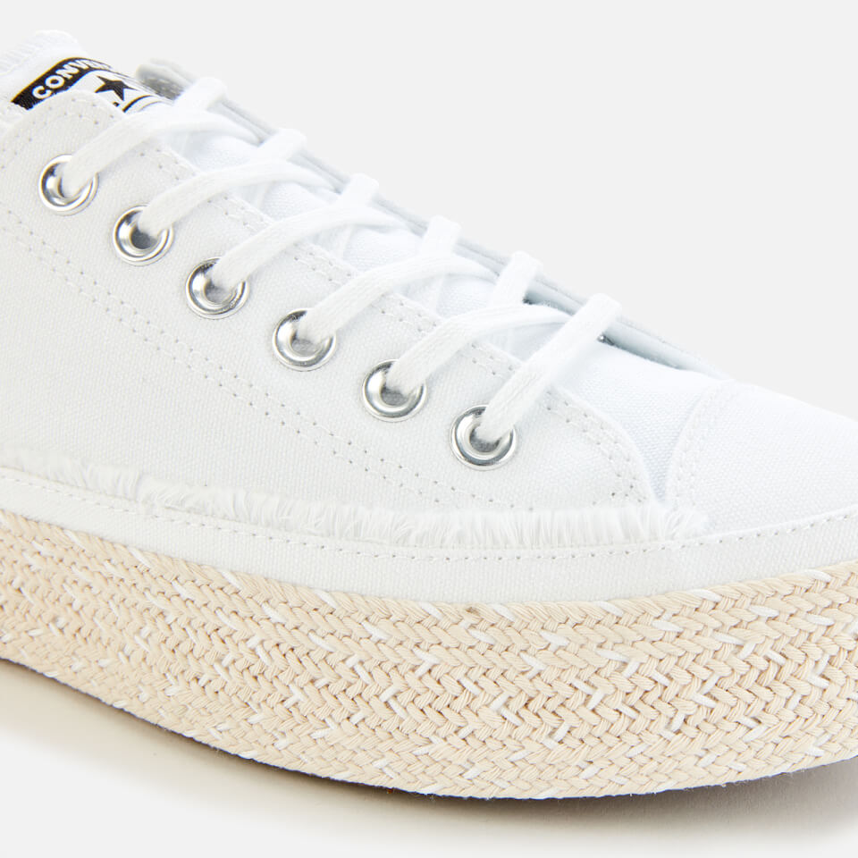 Converse Women s Chuck Taylor All Star Espadrille Ox Trainers White Black Natural Allsole