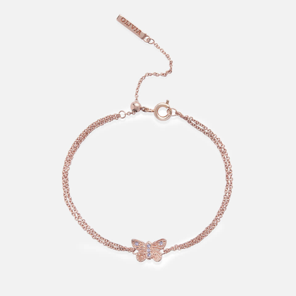 Olivia Burton Women's Bejewelled 3D Butterfly Chain Bracelet - Rose Gold & Blue Crystal