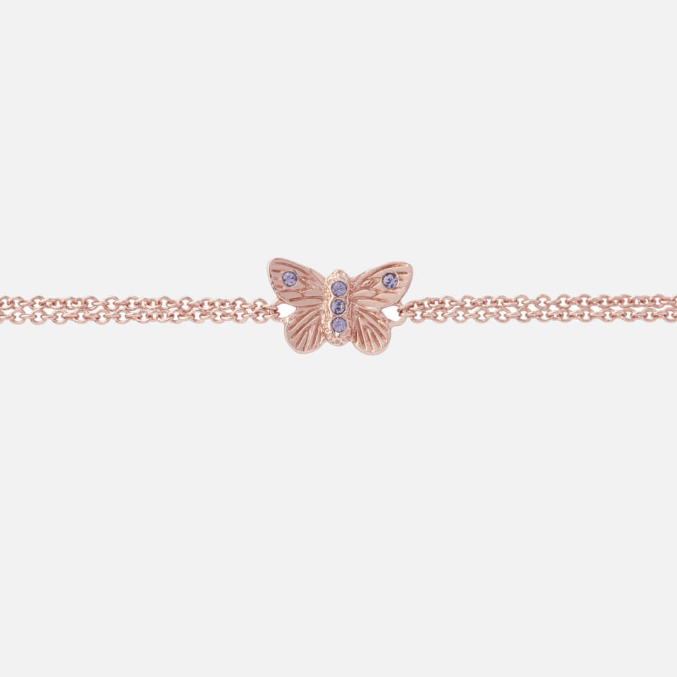 Olivia Burton Women's Bejewelled 3D Butterfly Chain Bracelet - Rose Gold & Blue Crystal