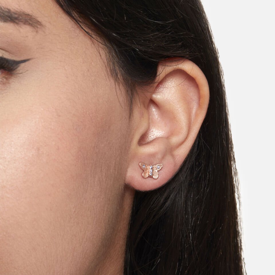 Olivia Burton Women's Bejewelled 3D Butterfly Stud Earrings - Rose Gold & Blue Crystal