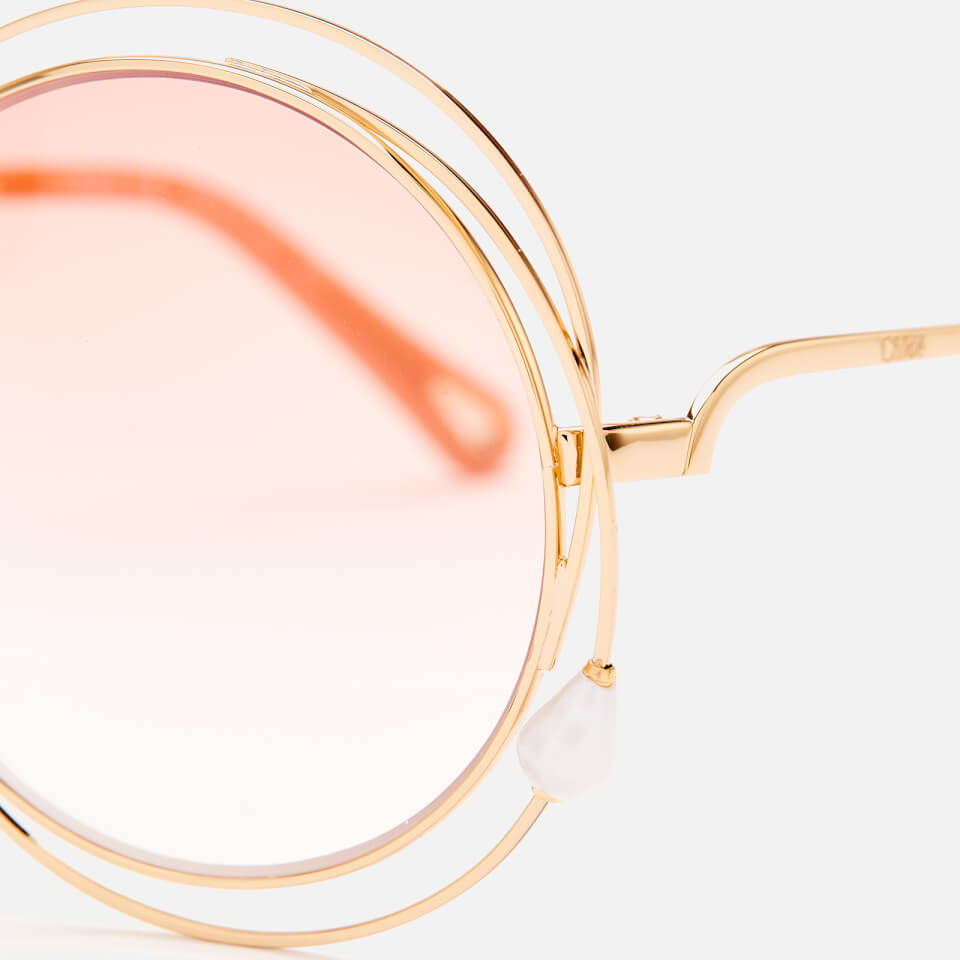 Chloé Women's Carlina Pearl Round Frame Sunglasses - Gold/Peach