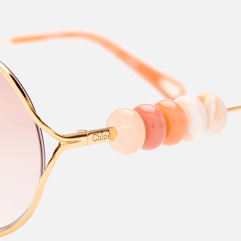 Chloé Women's Round Frame Beaded Sunglasses - Gold/Brown