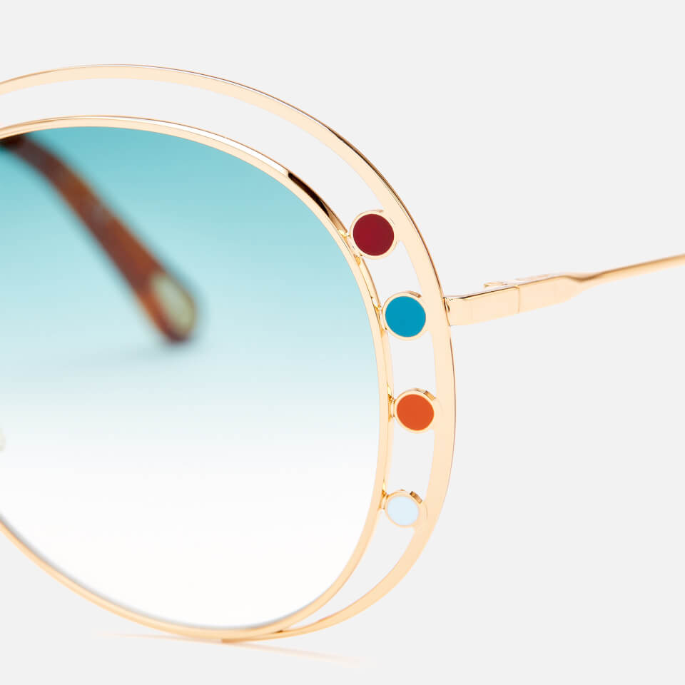 Chloé Women's Round Frame Sunglasses - Gold/Petrol