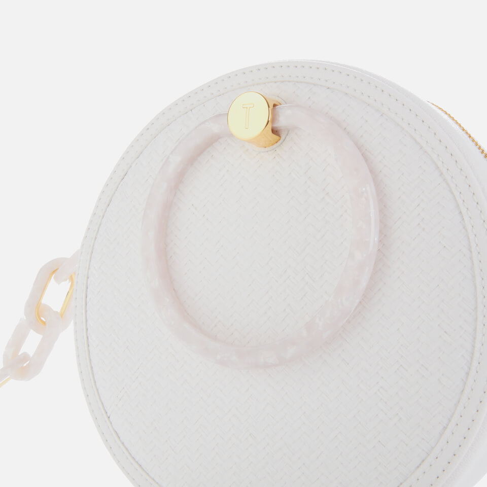 Ted Baker Women's Agneti Resin Handle Straw Circle Bag - Ivory