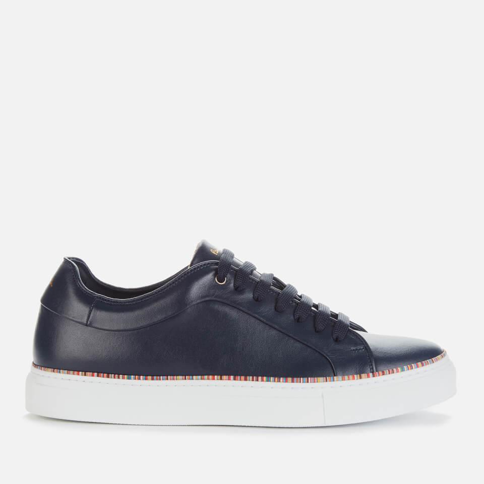 Paul Smith Men s Basso Leather Cupsole Trainers Dark Navy Multi Piping UK 7 Allsole