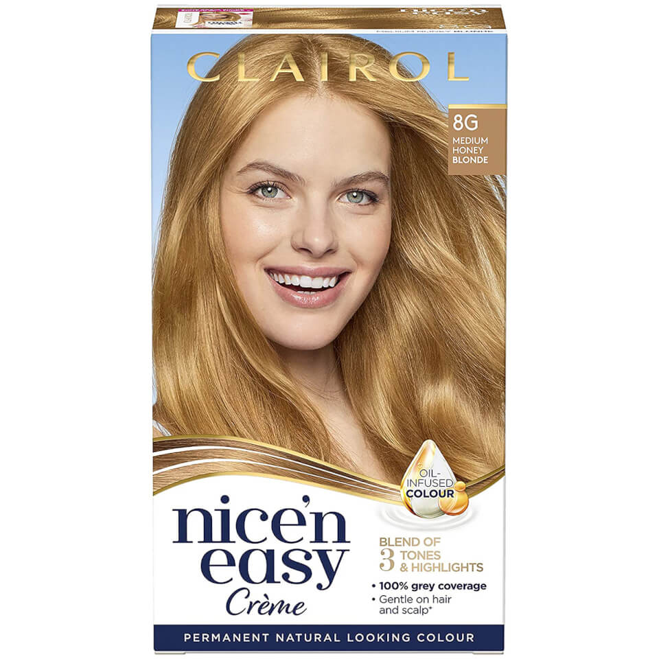 Clairol Nice' n Easy Crème Natural Looking Oil Infused Permanent Hair Dye - 8G Medium Honey Blonde