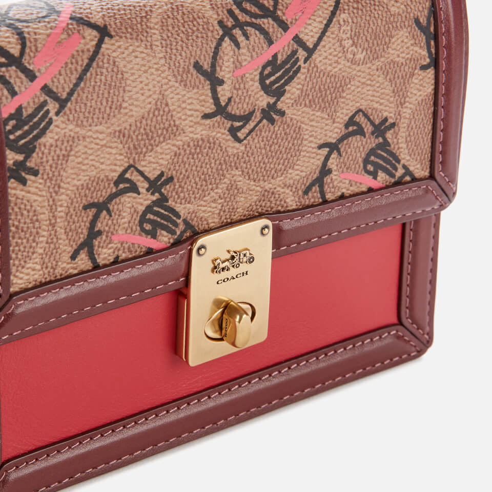 Coach 1941 Women's Signature All Over Horse and Carriage 3 by Guang Yu Hutton Belt Bag - Tan Red Apple Multi