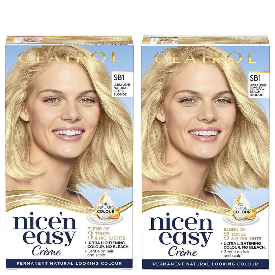 Clairol Nice' n Easy Crème Natural Looking Oil Infused Permanent Hair Dye Duo - SB1 Ultra Light Natural Beach Blonde