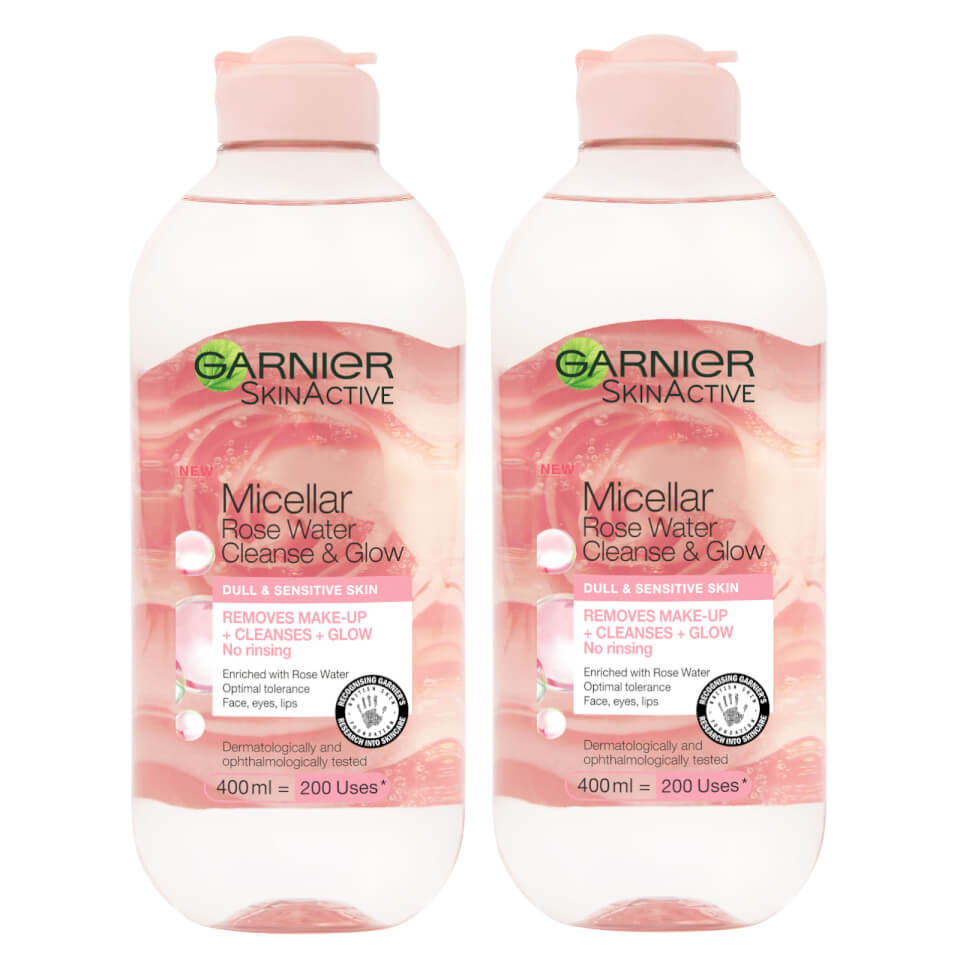 Garnier Micellar Rose Water Cleanse & Glow 400ml Duo Pack