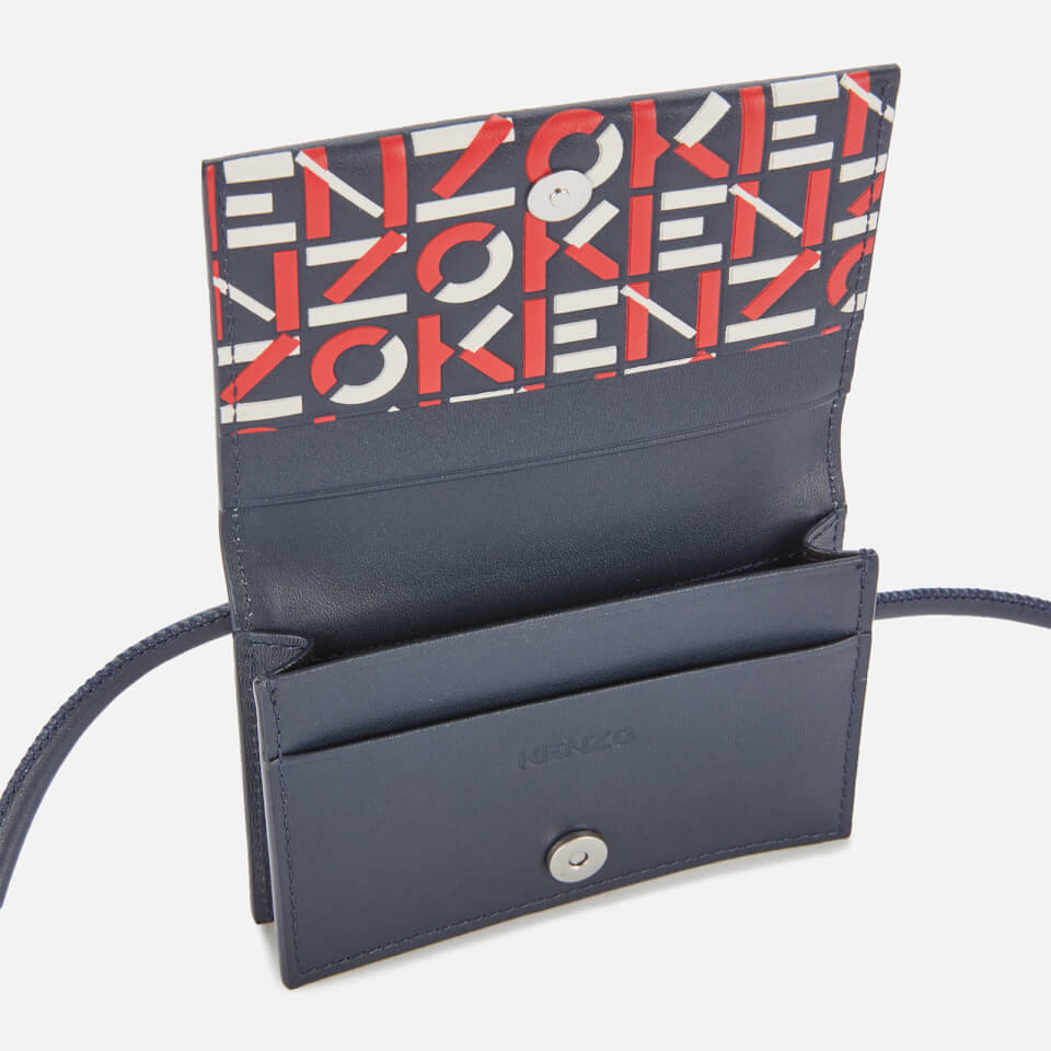 KENZO Women's Monogram Print Cardholder On Strap - Medium Red