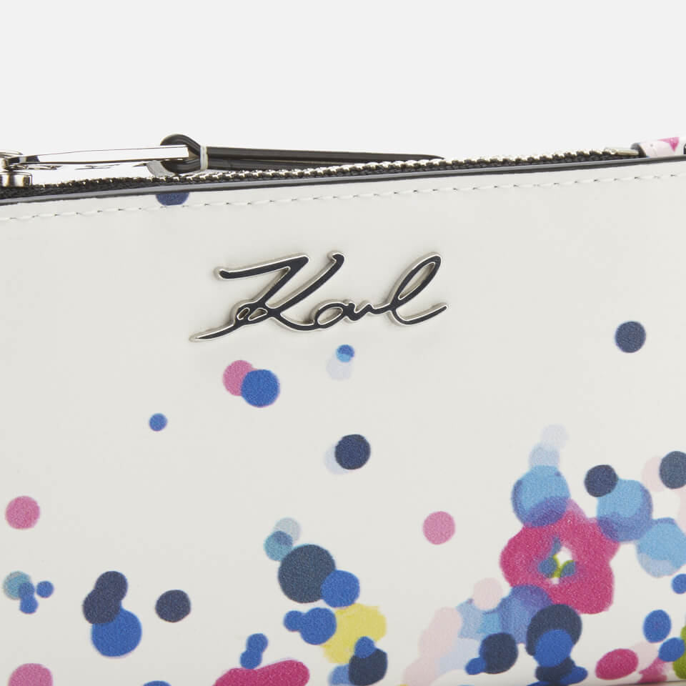 KARL LAGERFELD Women's K/Signature Special Degrade Zip Wallet - White