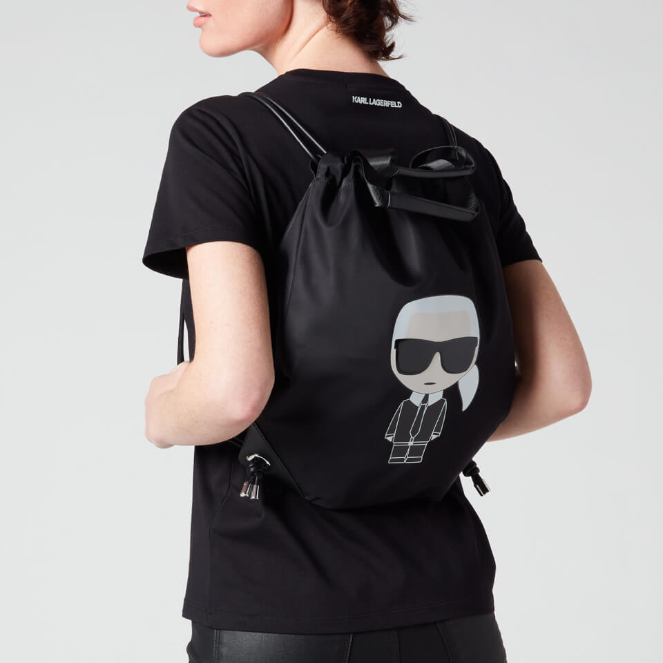 KARL LAGERFELD Women's K/Ikonik Nylon Flat Backpack - Black