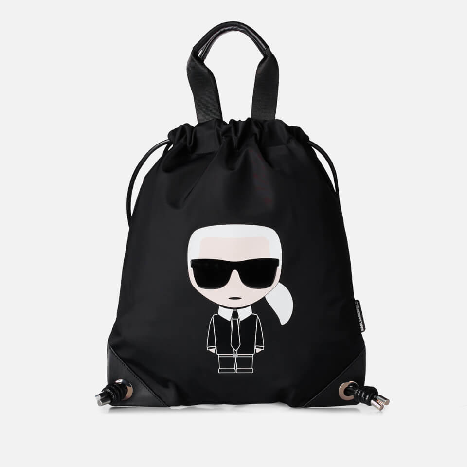 KARL LAGERFELD Women's K/Ikonik Nylon Flat Backpack - Black