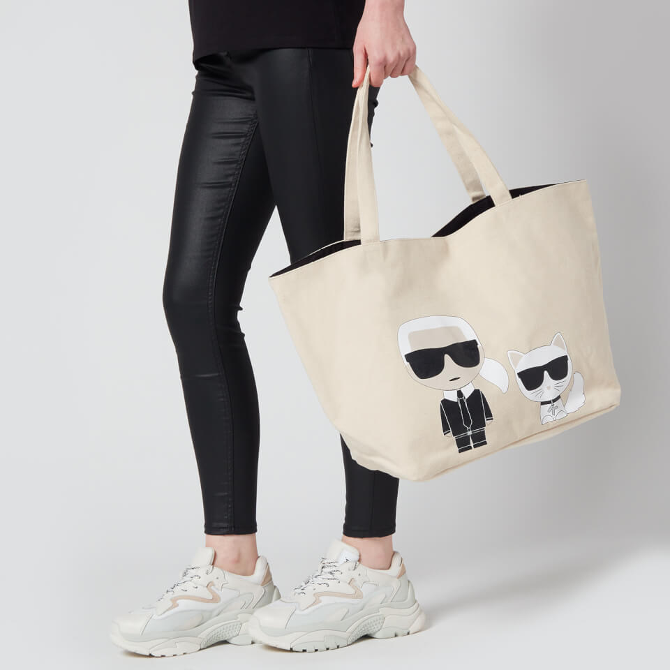 KARL LAGERFELD Women's K/Ikonik Karl & Choupette Tote Bag - Natural