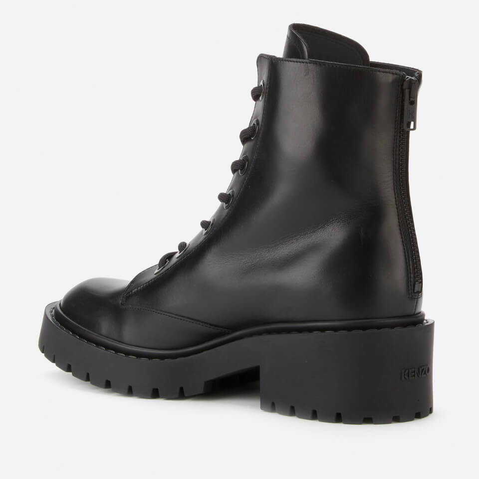 KENZO Women's Pike Leather Lace Up Boots - Black