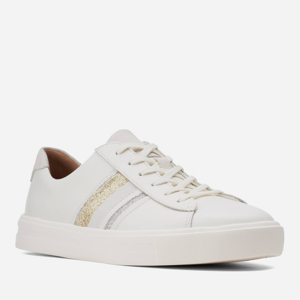 Clarks Women's Un Maui Band Leather Low Top Trainers - White Interest ...