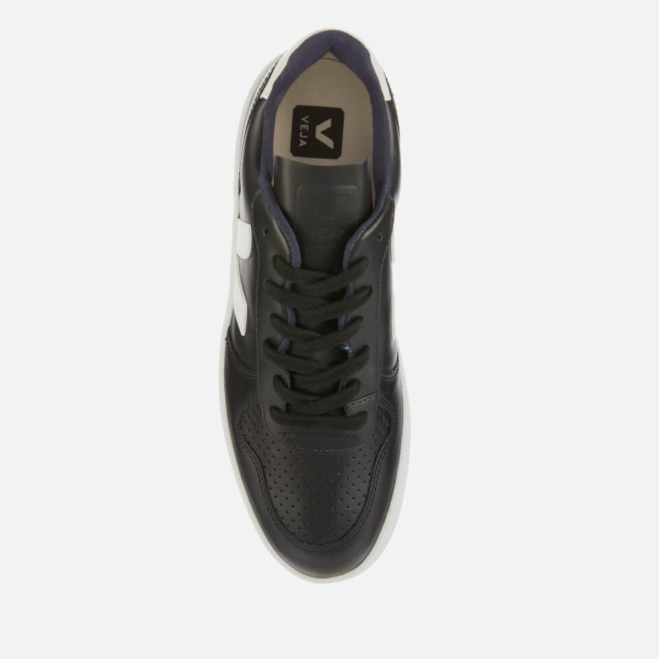 Veja Men s V 10 Leather Trainers Black White White Sole Allsole