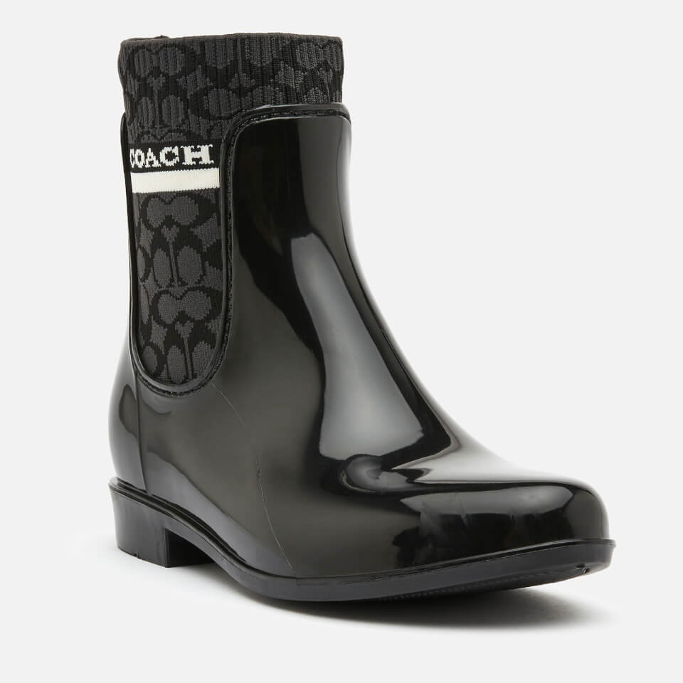 Coach Women's Rivington Signature Knit Rain Boots - Black