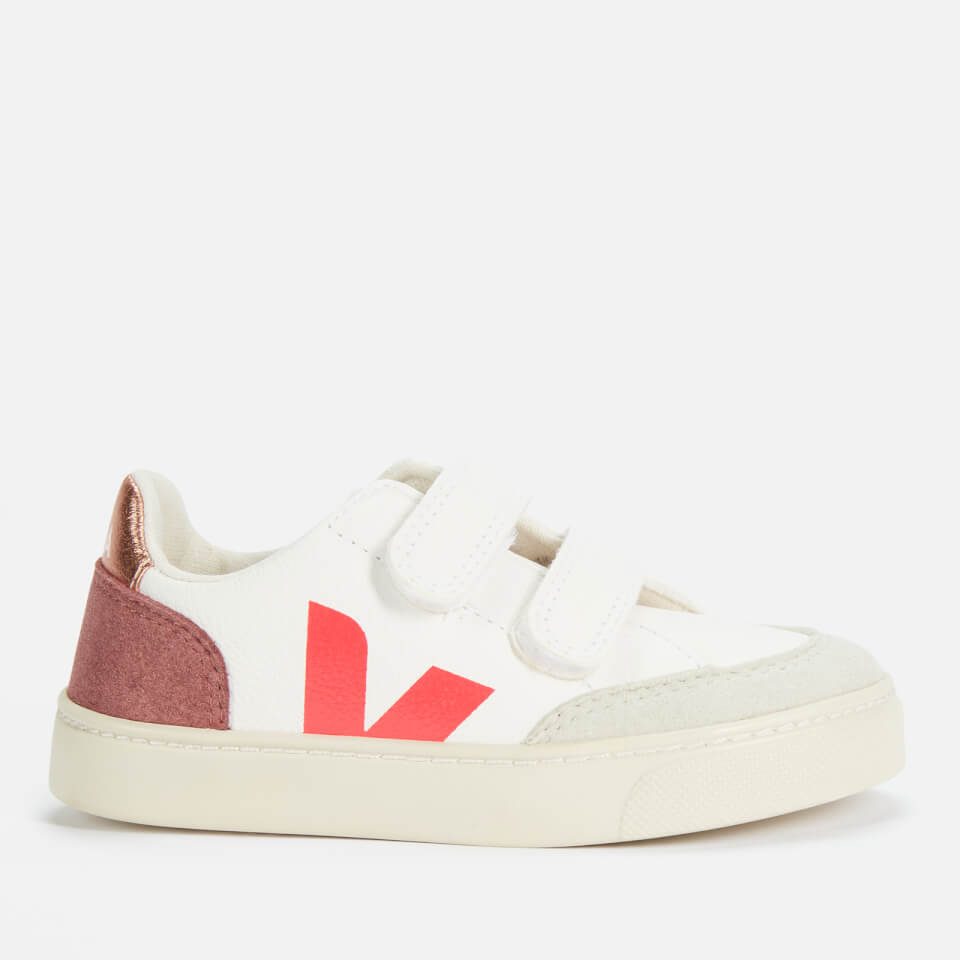 Veja Kids' V-12 Velcro Trainers - Extra White/Multi/Dried Petale