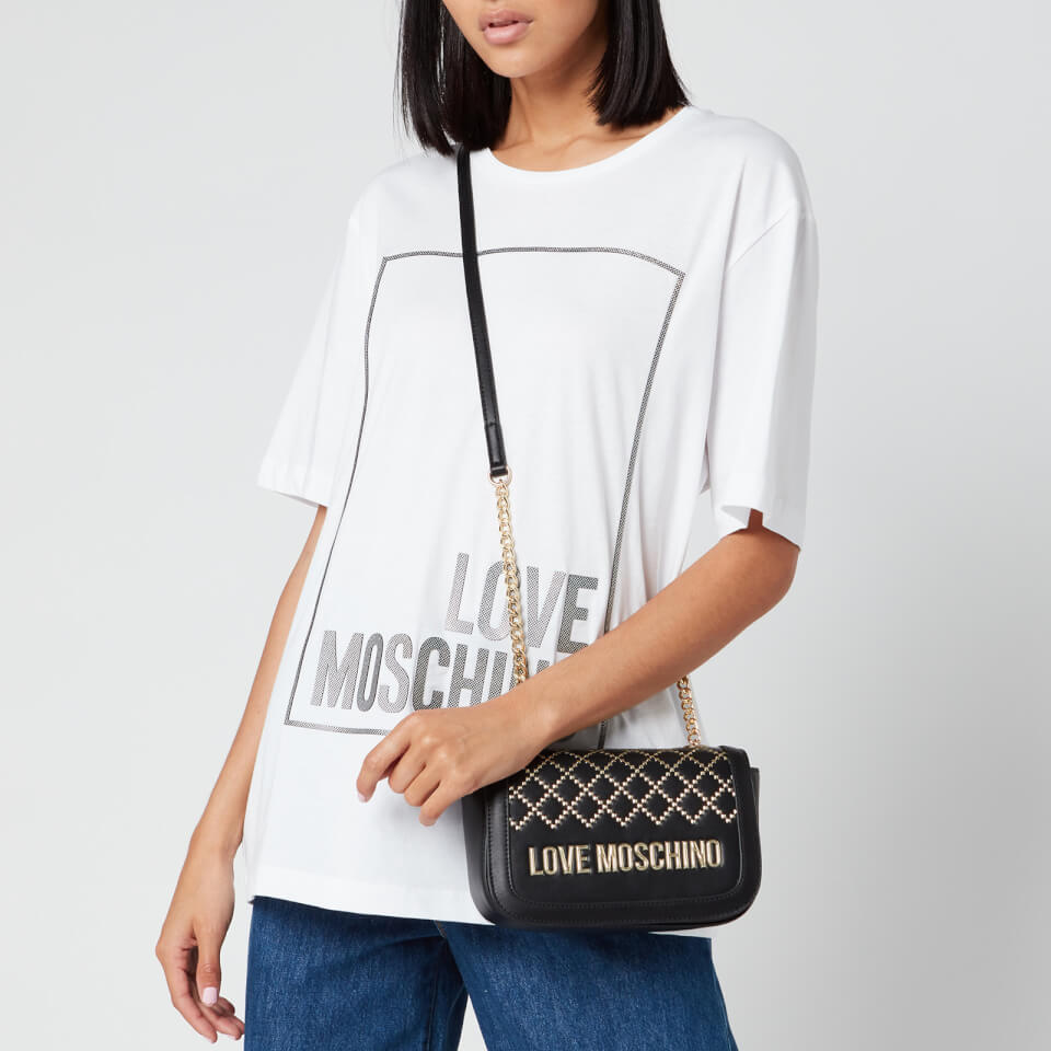 Love Moschino Women's Quilt Stud Detail Shoulder Bag - Black